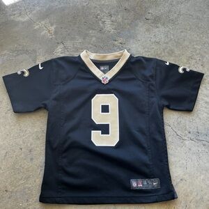 Kids Nike Saints Black and Gold Drew Brees Sports Jersey